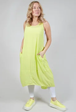 Sleeveless Jersey Dress with Asymmetric Hem in Sun