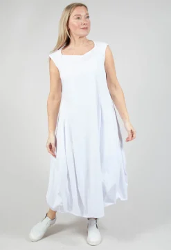 Sleeveless Jersey Dress with Tulip Hem in White
