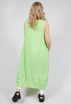 Sleeveless Jersey Dress with Tulip Hem in Lime