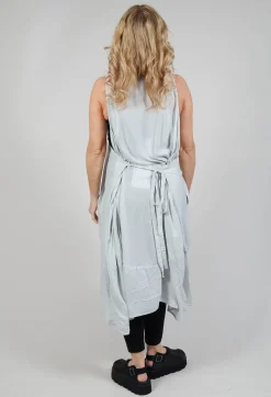 Sleeveless Jersey Dress with Asymmetric Hem in Grey