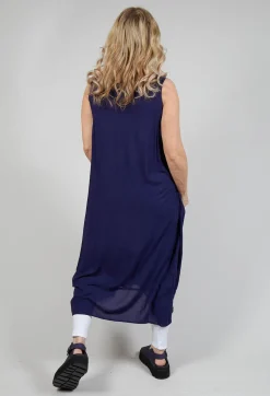 Sleeveless Jersey Dress with Tulip Hem in Azur