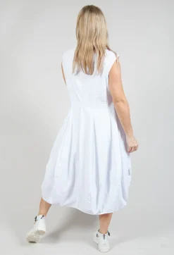 Sleeveless Jersey Dress with Tulip Hem in White