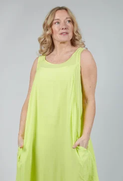 Sleeveless Jersey Dress with Tulip Hem in Sun
