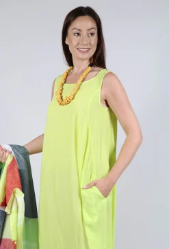 Sleeveless Jersey Dress with Tulip Hem in Sun