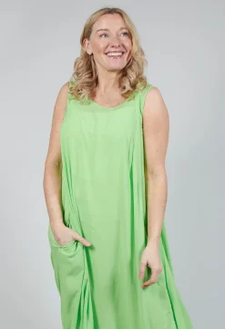 Sleeveless Jersey Dress with Tulip Hem in Lime