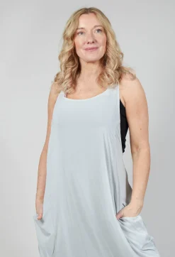Sleeveless Jersey Dress with Asymmetric Hem in Grey