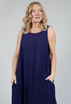 Sleeveless Jersey Dress with Tulip Hem in Azur
