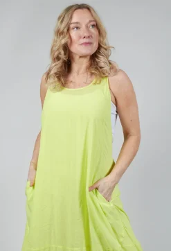 Sleeveless Jersey Dress with Asymmetric Hem in Sun