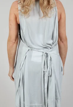 Sleeveless Jersey Dress with Asymmetric Hem in Grey
