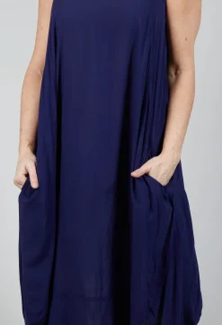 Sleeveless Jersey Dress with Tulip Hem in Azur