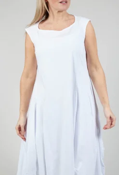 Sleeveless Jersey Dress with Tulip Hem in White