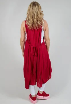 Sleeveless Jersey Dress with Asymmetric Hem in Chili