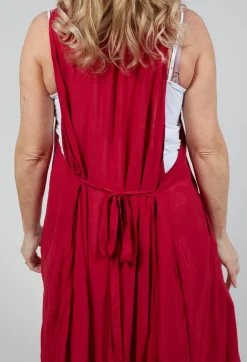 Sleeveless Jersey Dress with Asymmetric Hem in Chili