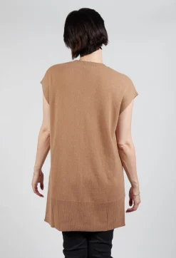 Sleeveless Knitted Vest in Camel