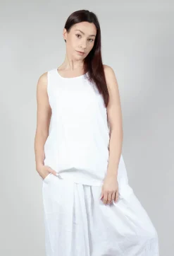 Sleeveless Linen Top in White