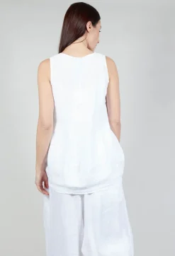 Sleeveless Linen Top in White