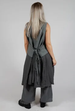 Sleeveless Longline Top with Feature Pockets in Rock