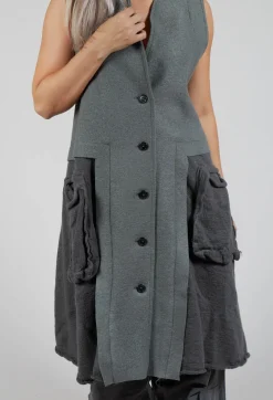 Sleeveless Longline Top with Feature Pockets in Rock