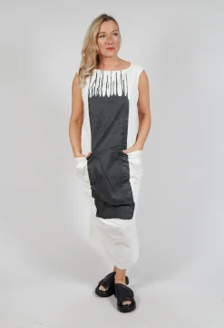 Sleeveless Midi Dress in Black Paint