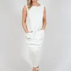 Sleeveless Midi Dress in Starwhite Paint