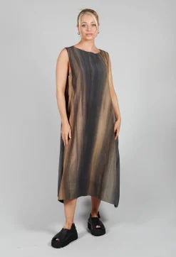 Sleeveless Midi Dress in Brown Print
