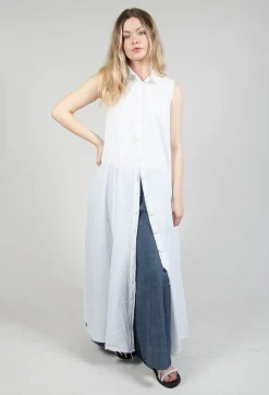 Sleeveless Shirt Dress in Bianco