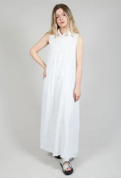 Sleeveless Shirt Dress in Bianco