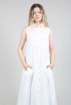 Sleeveless Shirt Dress in Bianco