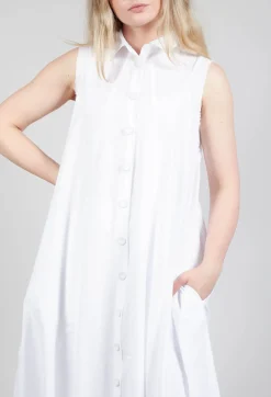Sleeveless Shirt Dress in Bianco