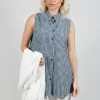 Sleeveless Shirt in Checker Blue