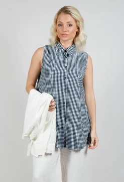 Sleeveless Shirt in Checker Blue