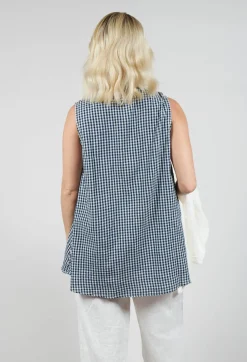 Sleeveless Shirt in Checker Blue