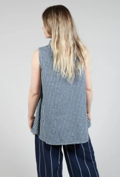 Sleeveless Shirt in Checker Blue