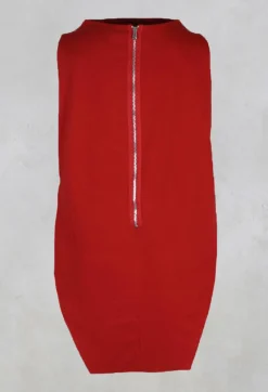 Sleeveless Shirt with Side Slits in Red