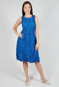 Sleeveless Smash Dress in Royal Bird