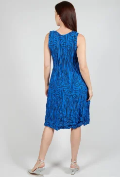 Sleeveless Smash Dress in Royal Bird