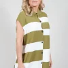 Sleeveless Stripe Polo Top in Green