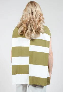 Sleeveless Stripe Polo Top in Green