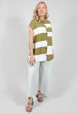 Sleeveless Stripe Polo Top in Green