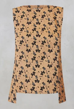 Sleeveless Structured Top with Print in Biscotto