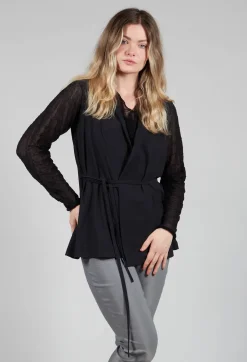 Sleeveless Tie Waist Top in Black
