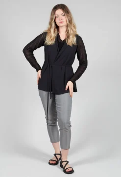 Sleeveless Tie Waist Top in Black