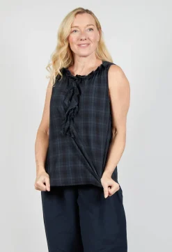 Sleeveless Top in Tartan Asphalt