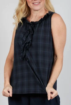 Sleeveless Top in Tartan Asphalt