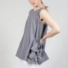 Sleeveless Top with Side Frill Feature in Grey Purple