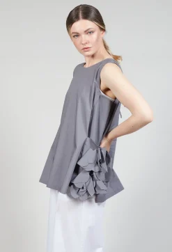 Sleeveless Top with Side Frill Feature in Grey Purple