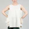 Sleeveless Top with Side Frill Feature in Cream