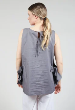 Sleeveless Top with Side Frill Feature in Grey Purple
