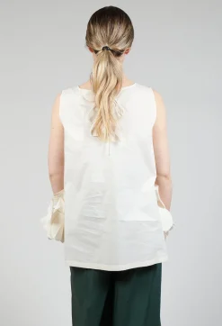 Sleeveless Top with Side Frill Feature in Cream