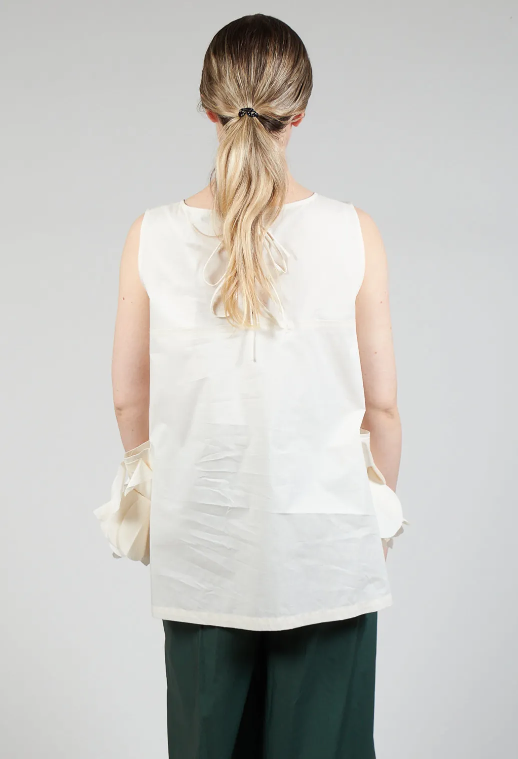 Sleeveless Top with Side Frill Feature in Cream